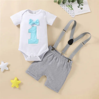 My First Birthday Boys Outfits for Baby Summer Newborn Clothes Baby Boy Sets Party Cake Smash Outfits for Kids Boy Suits