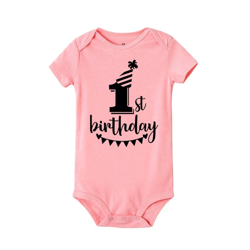 My First Birthday Letter Print Newborn Baby Short Sleeve Baby Rompers Girls Boys Clothes Baby Boy Clothing Set 0-24M