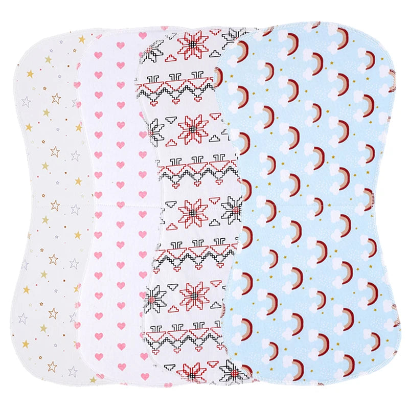 Soft Cotton Colorful Baby Burp Cloths Newborn Two Layers Set Slabber Absorbent Baby Bibs Unisex Printed Newborn Towel