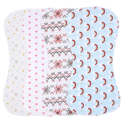 Soft Cotton Colorful Baby Burp Cloths Newborn Two Layers Set Slabber Absorbent Baby Bibs Unisex Printed Newborn Towel