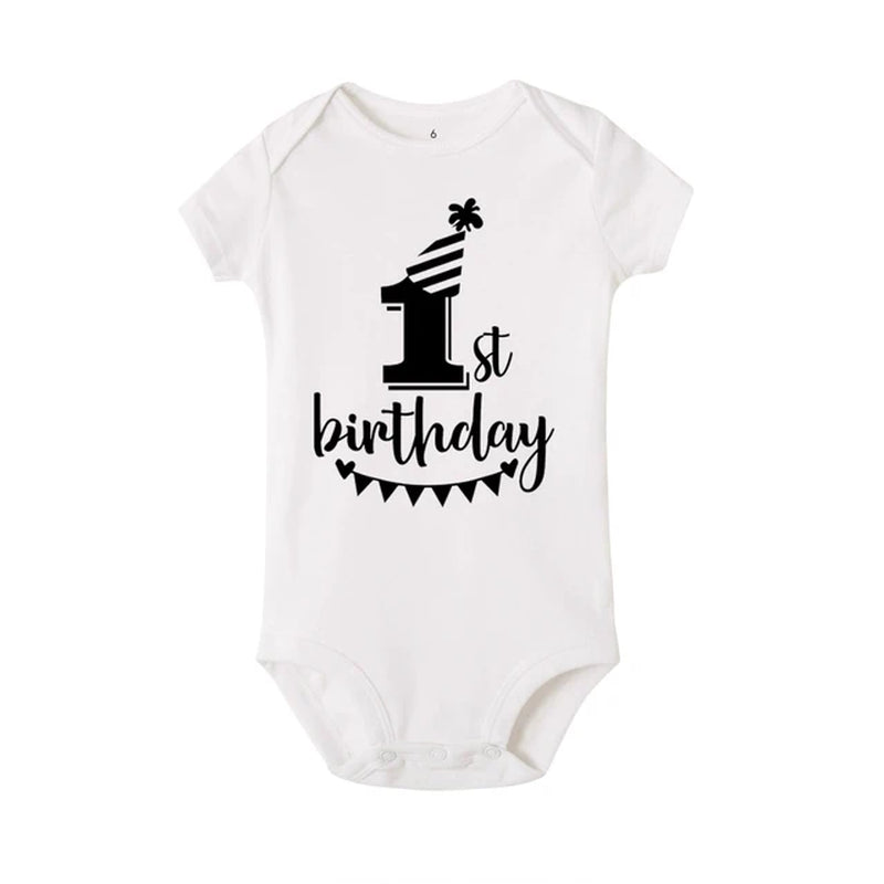 My First Birthday Letter Print Newborn Baby Short Sleeve Baby Rompers Girls Boys Clothes Baby Boy Clothing Set 0-24M