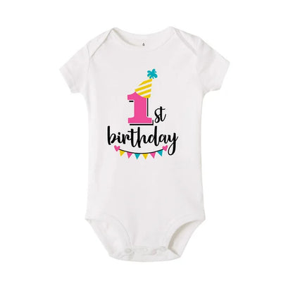 My First Birthday Letter Print Newborn Baby Short Sleeve Baby Rompers Girls Boys Clothes Baby Boy Clothing Set 0-24M