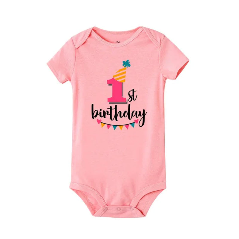 My First Birthday Letter Print Newborn Baby Short Sleeve Baby Rompers Girls Boys Clothes Baby Boy Clothing Set 0-24M