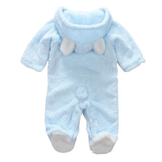 Winter Baby Boys Girls Rompers Newborn Coral Fleece Cartoon Overalls Infant Solid Color Jumpsuit Cute Animal Warm Autumn Costume