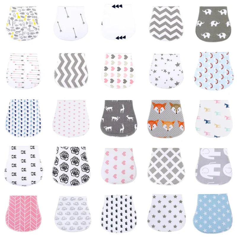 Soft Cotton Colorful Baby Burp Cloths Newborn Two Layers Set Slabber Absorbent Baby Bibs Unisex Printed Newborn Towel