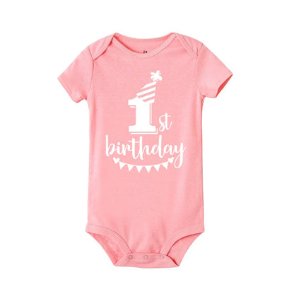 My First Birthday Letter Print Newborn Baby Short Sleeve Baby Rompers Girls Boys Clothes Baby Boy Clothing Set 0-24M